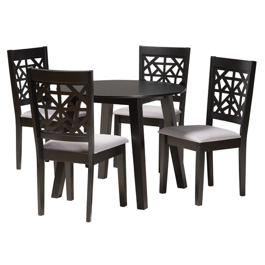 Baxton Studio - Aiden Dining Set in Grey/Dark Brown - Aiden-Grey/Dark Brown-5PC Dining Set view 1