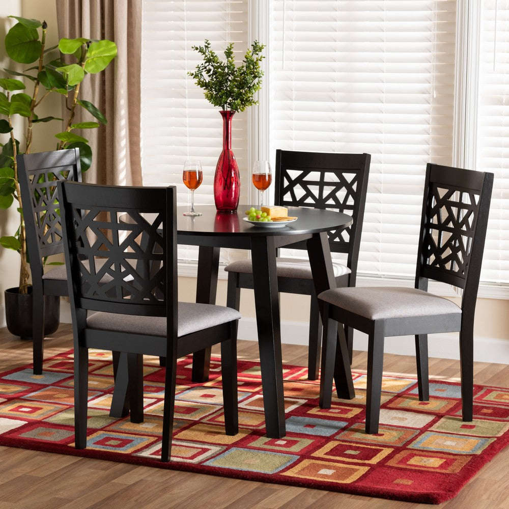 Baxton Studio - Aiden Dining Set in Grey/Dark Brown - Aiden-Grey/Dark Brown-5PC Dining Set view 8