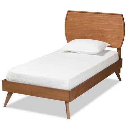 Baxton Studio - Aimi Twin Size Bed in Walnut Brown  - Aimi-Ash Walnut-Twin view 1