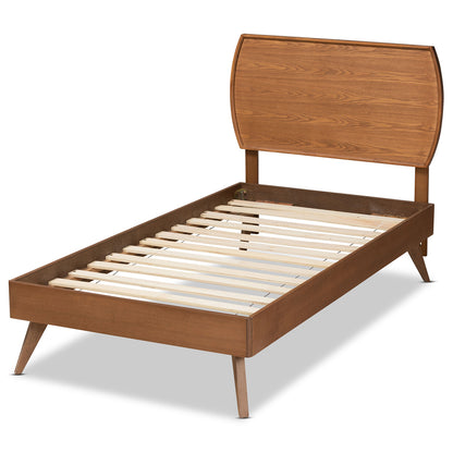 Baxton Studio - Aimi Twin Size Bed in Walnut Brown  - Aimi-Ash Walnut-Twin view 3
