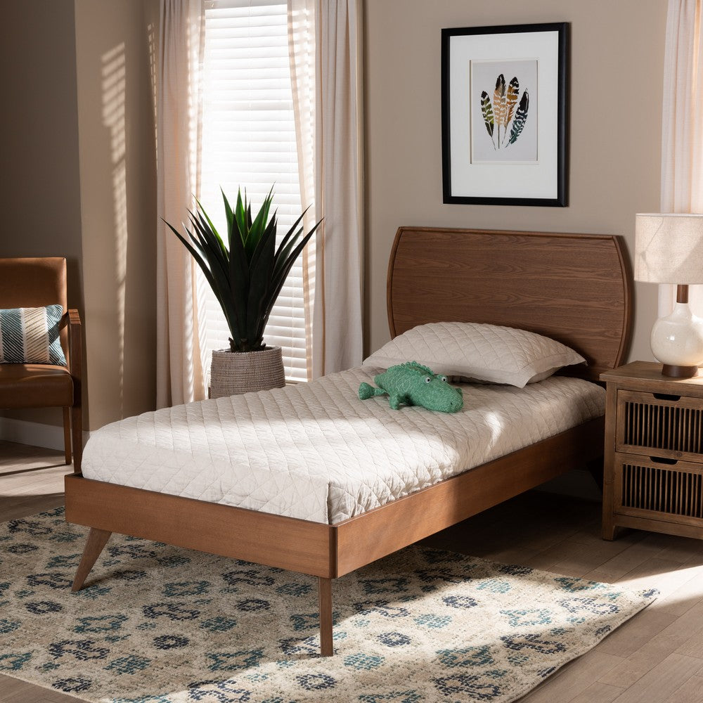 Baxton Studio - Aimi Twin Size Bed in Walnut Brown  - Aimi-Ash Walnut-Twin view 6