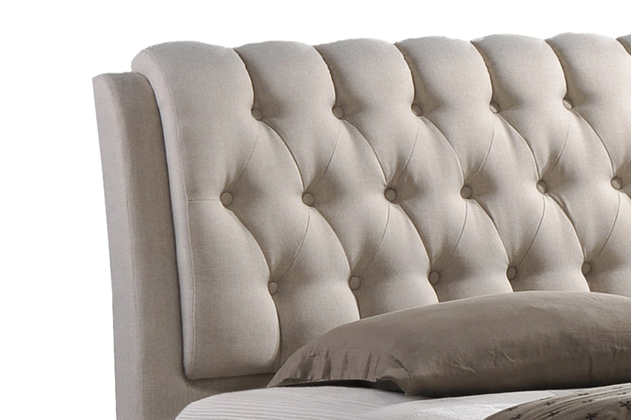 Baxton Studio - Ainge King Size Bed in Light Beige - BBT6423-Light Beige-King view 2