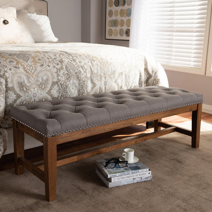 Baxton Studio - Ainsley Bench in Grey - BBT5338-Grey view 6