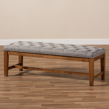 Baxton Studio - Ainsley Bench in Grey - BBT5338-Grey view 7