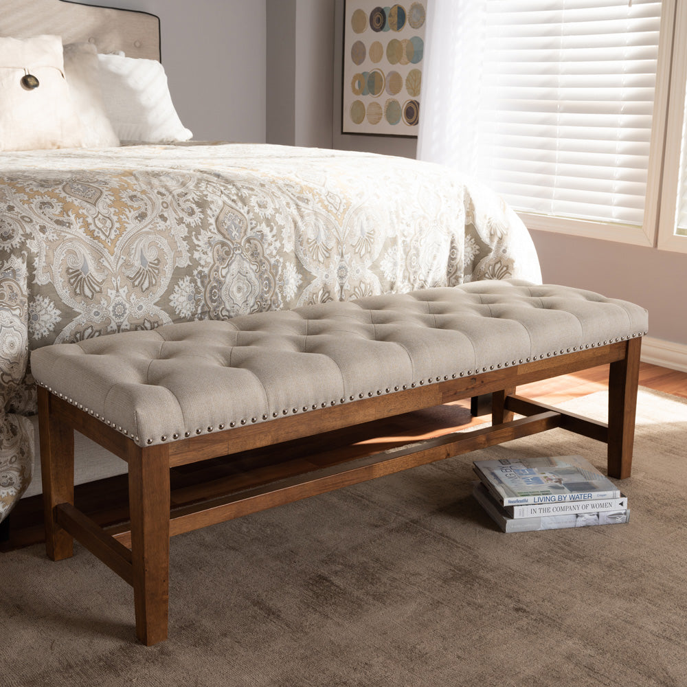Baxton Studio - Ainsley Bench in Light Beige - BBT5338-Light Beige view 6