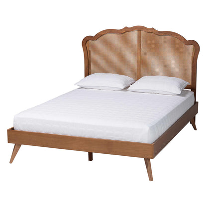Baxton Studio - Aithan Queen Bed w/ Headboard in Walnut Brown - MG9773-1/9704-Queen view 1
