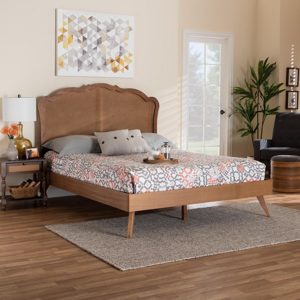 Baxton Studio - Aithan Queen Bed w/ Headboard in Walnut Brown - MG9773-1/9704-Queen view 7