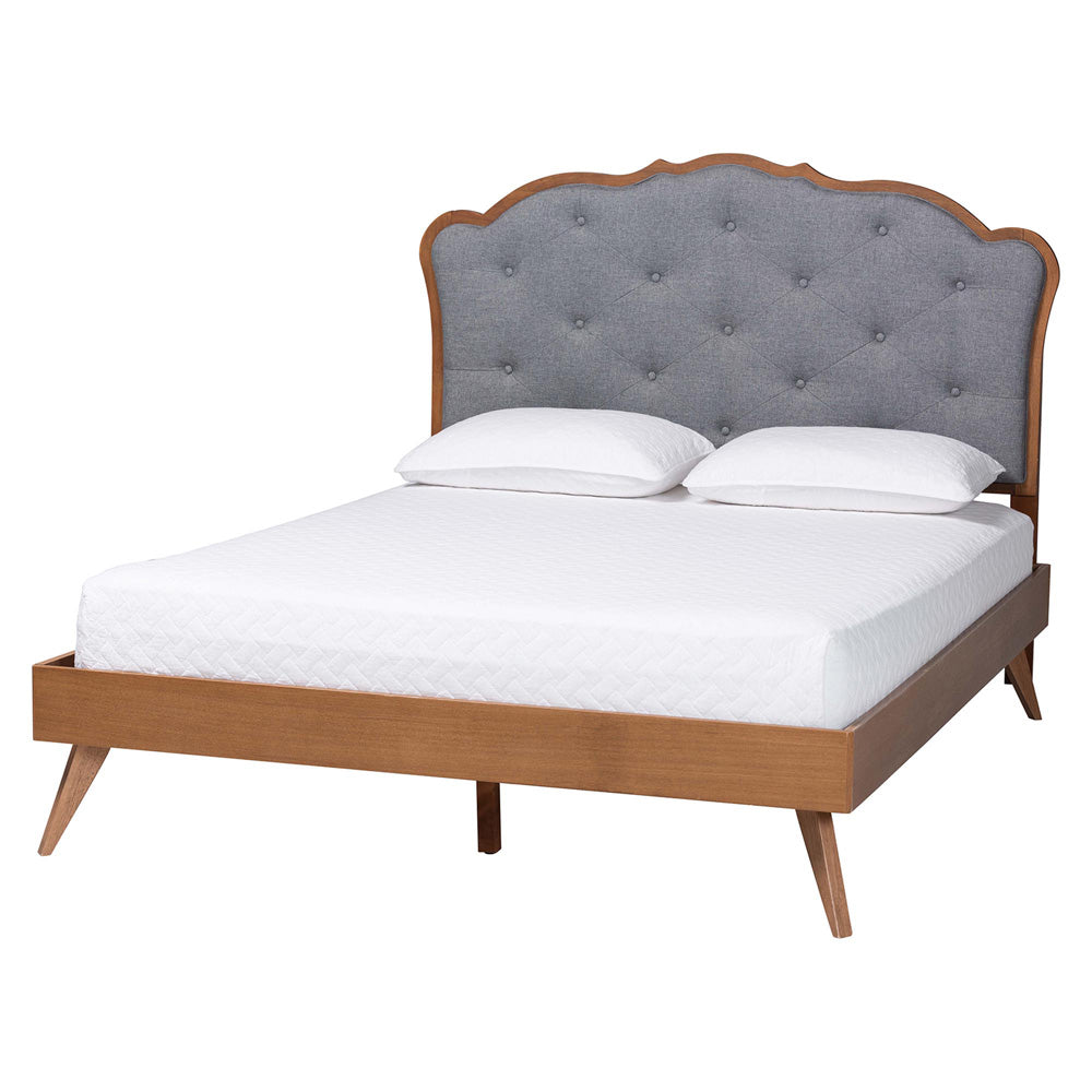 Baxton Studio - Aithan Queen Size Bed in Ash Walnut/Grey - MG9773/9704-Queen view 1