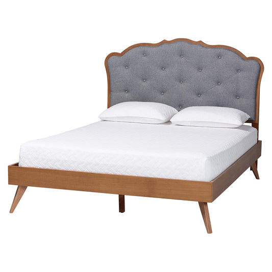 Baxton Studio - Aithan Queen Size Bed in Ash Walnut/Grey - MG9773/9704-Queen view 1