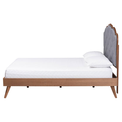 Baxton Studio - Aithan Queen Size Bed in Ash Walnut/Grey - MG9773/9704-Queen view 2