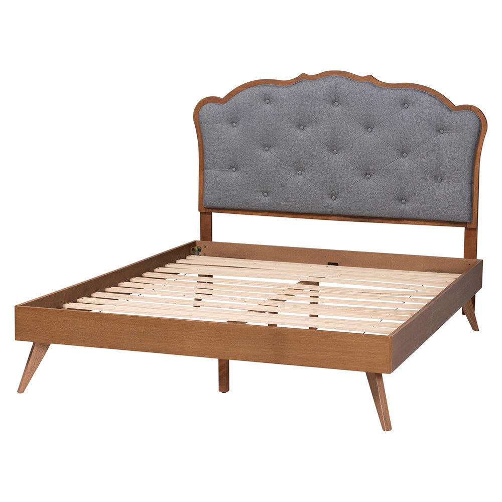 Baxton Studio - Aithan Queen Size Bed in Ash Walnut/Grey - MG9773/9704-Queen view 3