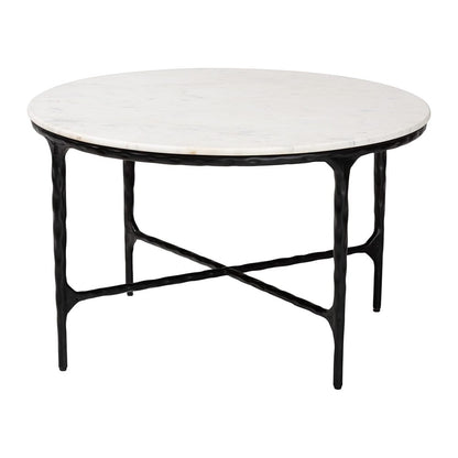 Baxton Studio - Akanji Coffee Table in Marble White/Black - FUR6879-Marble Top Hammer Round-CT view 1