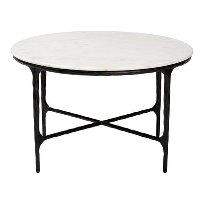 Baxton Studio - Akanji Coffee Table in Marble White/Black - FUR6879-Marble Top Hammer Round-CT view 2