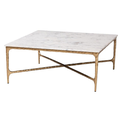 Baxton Studio - Akanji Coffee Table in Marble White/Gold - FUR6885-Natural Marble Top Square-CT view 1