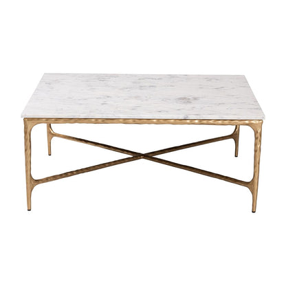Baxton Studio - Akanji Coffee Table in Marble White/Gold - FUR6885-Natural Marble Top Square-CT view 2