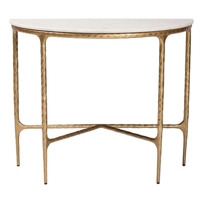 Baxton Studio - Akanji Console Table in Marble White/Gold - FUR6886-Natural Marble Top D-Console Table view 2