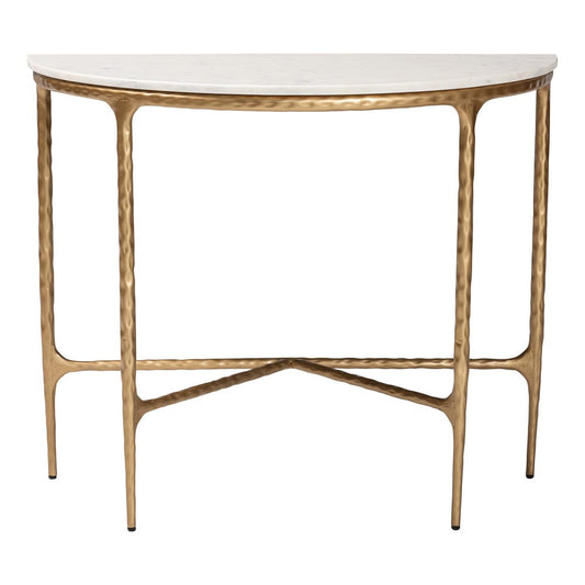 Baxton Studio - Akanji Console Table in Marble White/Gold - FUR6886-Natural Marble Top D-Console Table view 2