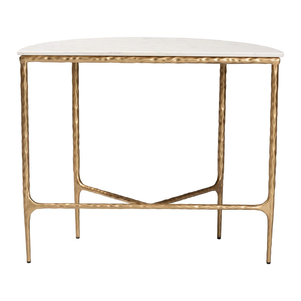 Baxton Studio - Akanji Console Table in Marble White/Gold - FUR6886-Natural Marble Top D-Console Table view 4