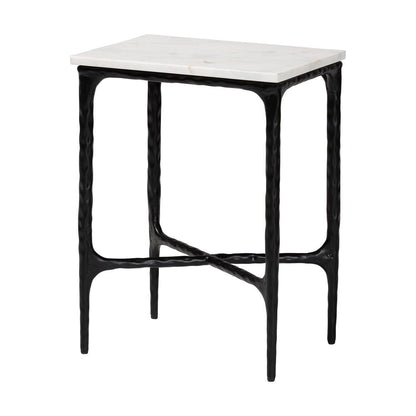 Baxton Studio - Akanji End Table in Marble White/Black - FUR6882-Marble Top Hammer Rectangle-ET view 1