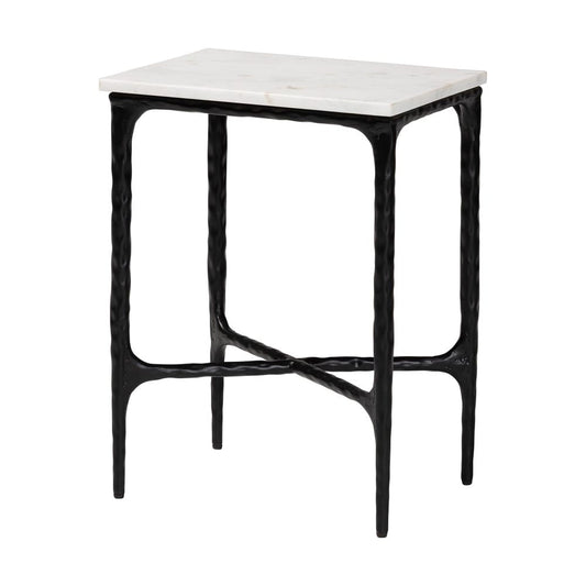Baxton Studio - Akanji End Table in Marble White/Black - FUR6882-Marble Top Hammer Rectangle-ET view 1