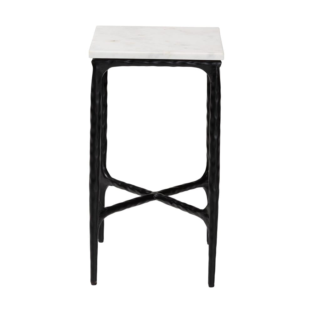 Baxton Studio - Akanji End Table in Marble White/Black - FUR6882-Marble Top Hammer Rectangle-ET view 3