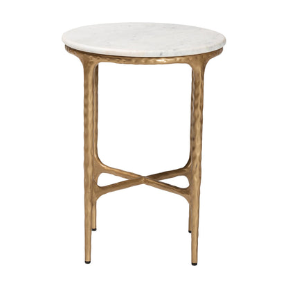 Baxton Studio - Akanji End Table in Marble White/Gold - FUR6895-Marble Top Hammer Iron-ET view 2