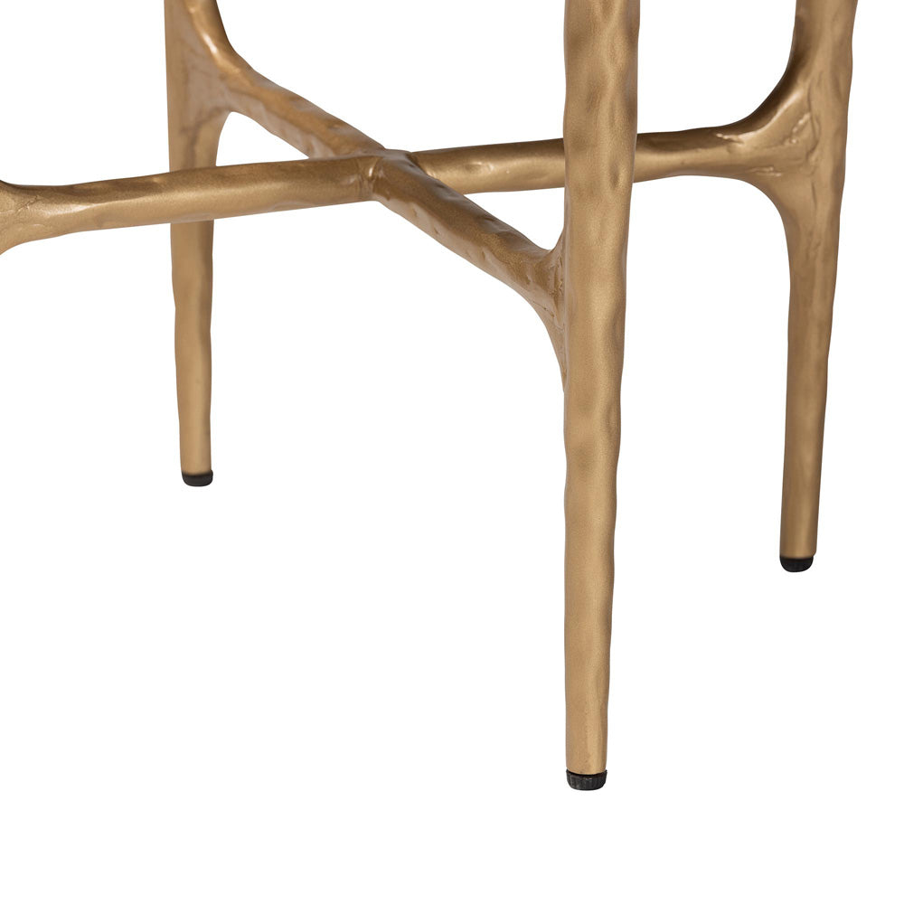 Baxton Studio - Akanji End Table in Marble White/Gold - FUR6895-Marble Top Hammer Iron-ET view 4