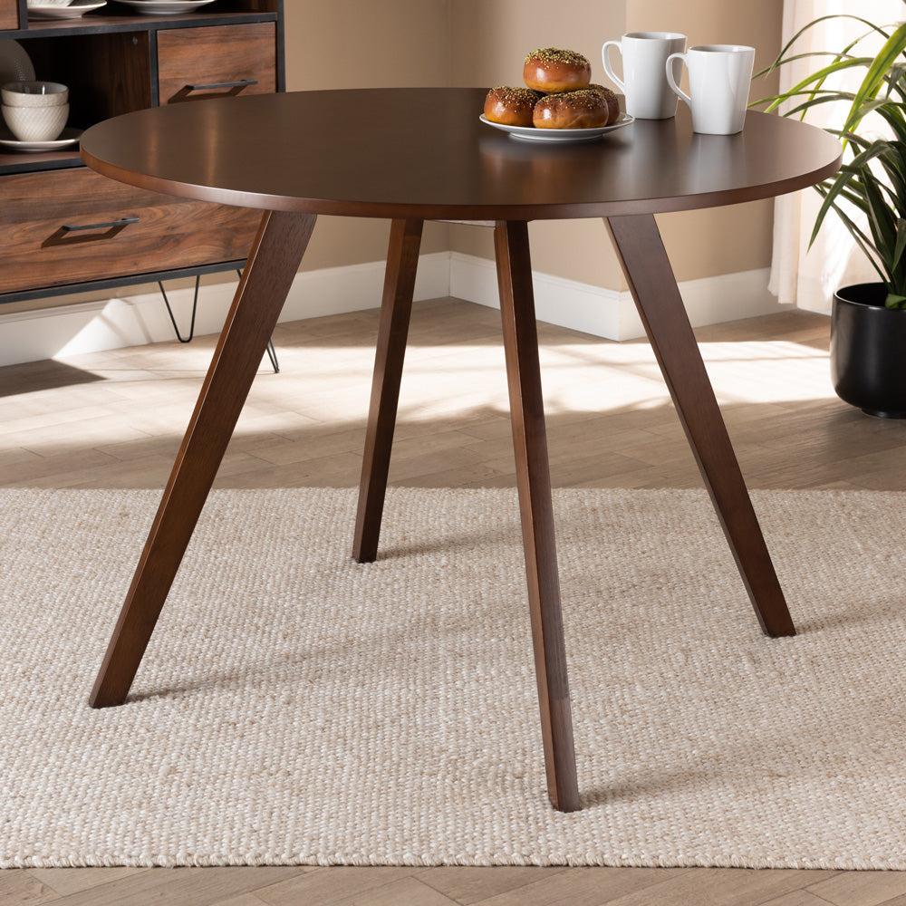 Baxton Studio - Alana Dining Table in Walnut - Hexa-Walnut-Round DT view 4