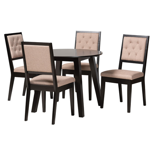 Baxton Studio - Alani Dining Set in Beige/Dark Brown - Alani-Sand/Dark Brown-5PC Dining Set view 1