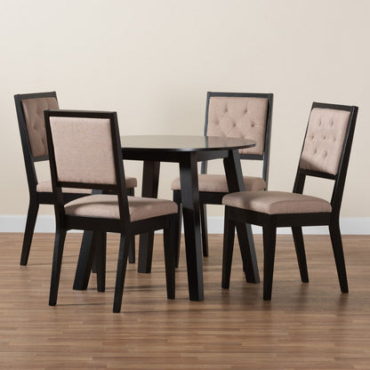 Baxton Studio - Alani Dining Set in Beige/Dark Brown - Alani-Sand/Dark Brown-5PC Dining Set view 9