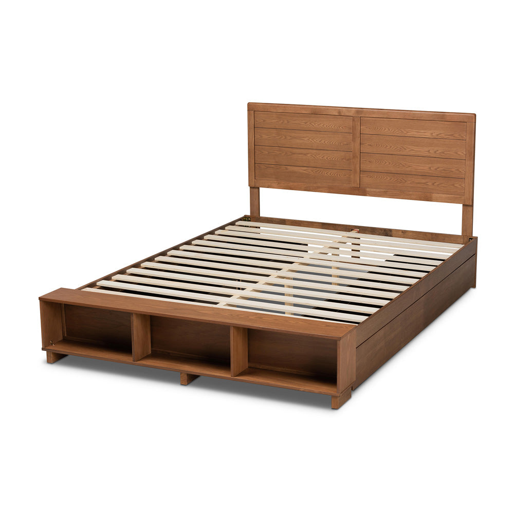 Baxton Studio - Alba Full Size Bed in Ash Walnut - Alba-Ash Walnut-Full view 4