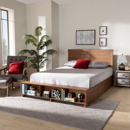 Baxton Studio - Alba Full Size Bed in Ash Walnut - Alba-Ash Walnut-Full view 9