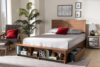 Baxton Studio - Alba Full Size Bed in Ash Walnut - Alba-Ash Walnut-Full view 10