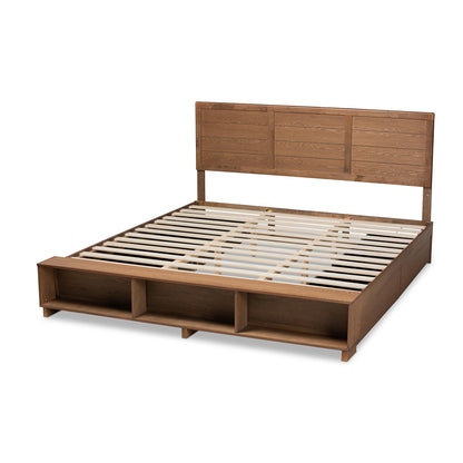 Baxton Studio - Alba King Size Bed in Ash Walnut - Alba-Ash Walnut-King view 4