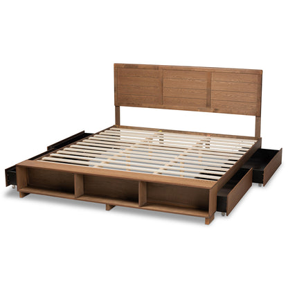 Baxton Studio - Alba King Size Bed in Ash Walnut - Alba-Ash Walnut-King view 5