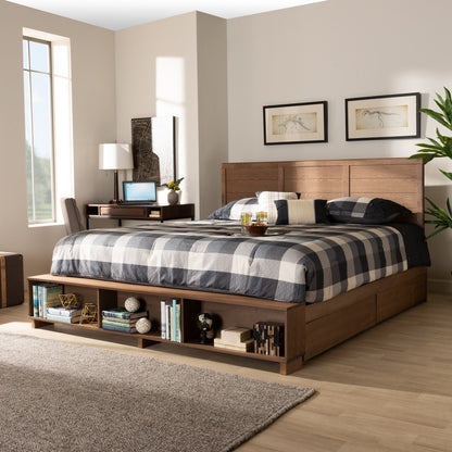 Baxton Studio - Alba King Size Bed in Ash Walnut - Alba-Ash Walnut-King view 9