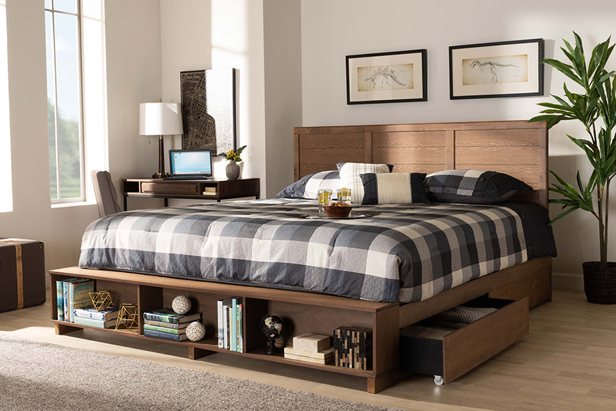 Baxton Studio - Alba King Size Bed in Ash Walnut - Alba-Ash Walnut-King view 10