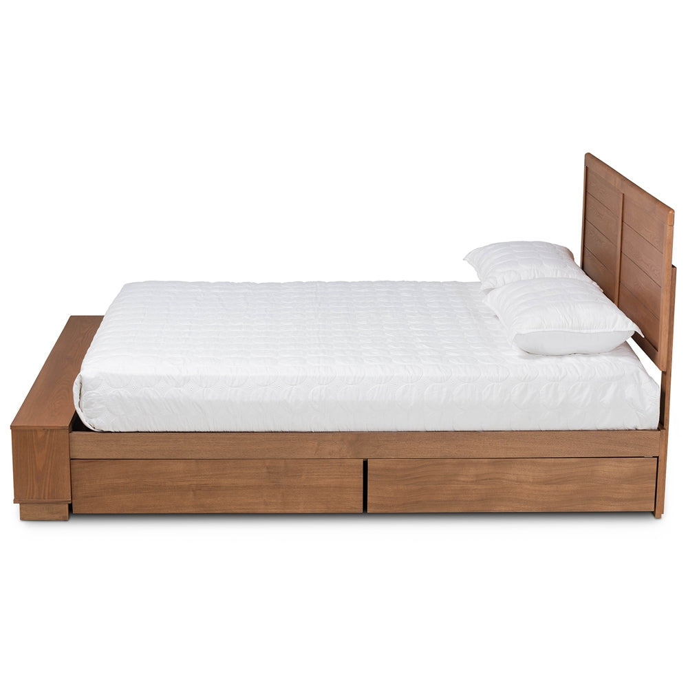 Baxton Studio - Alba Queen Size Bed in Ash Walnut - Alba-Ash Walnut-Queen view 4