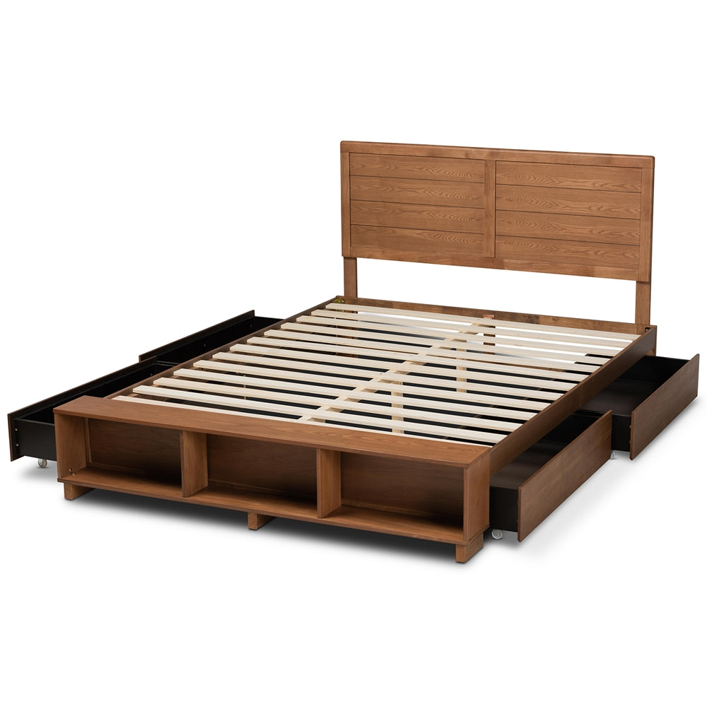Baxton Studio - Alba Queen Size Bed in Ash Walnut - Alba-Ash Walnut-Queen view 6