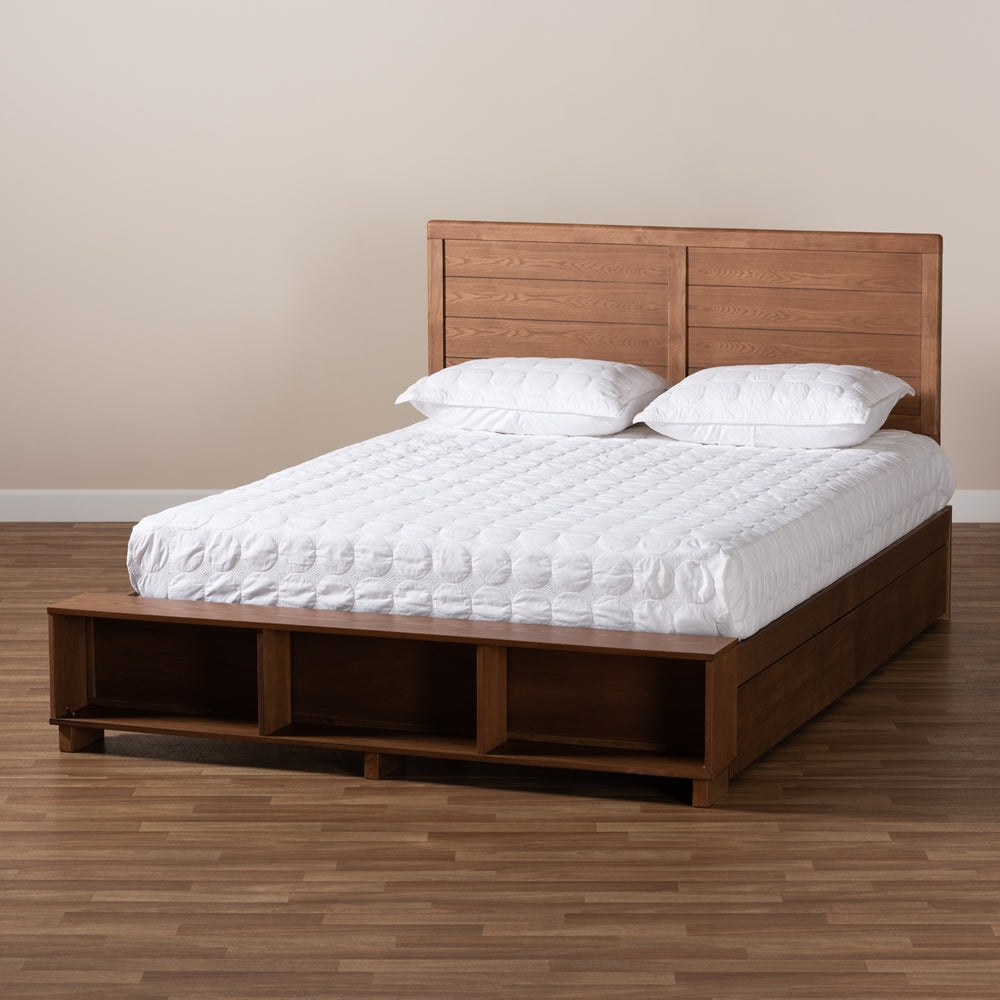 Baxton Studio - Alba Queen Size Bed in Ash Walnut - Alba-Ash Walnut-Queen view 9