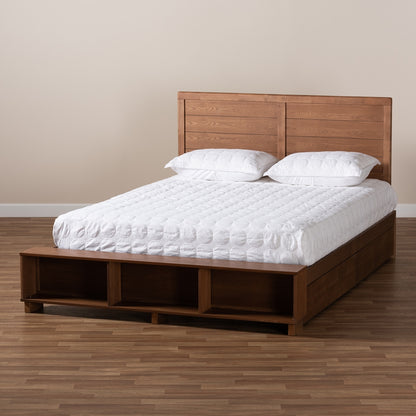Baxton Studio - Alba Queen Size Bed in Ash Walnut - Alba-Ash Walnut-Queen view 9
