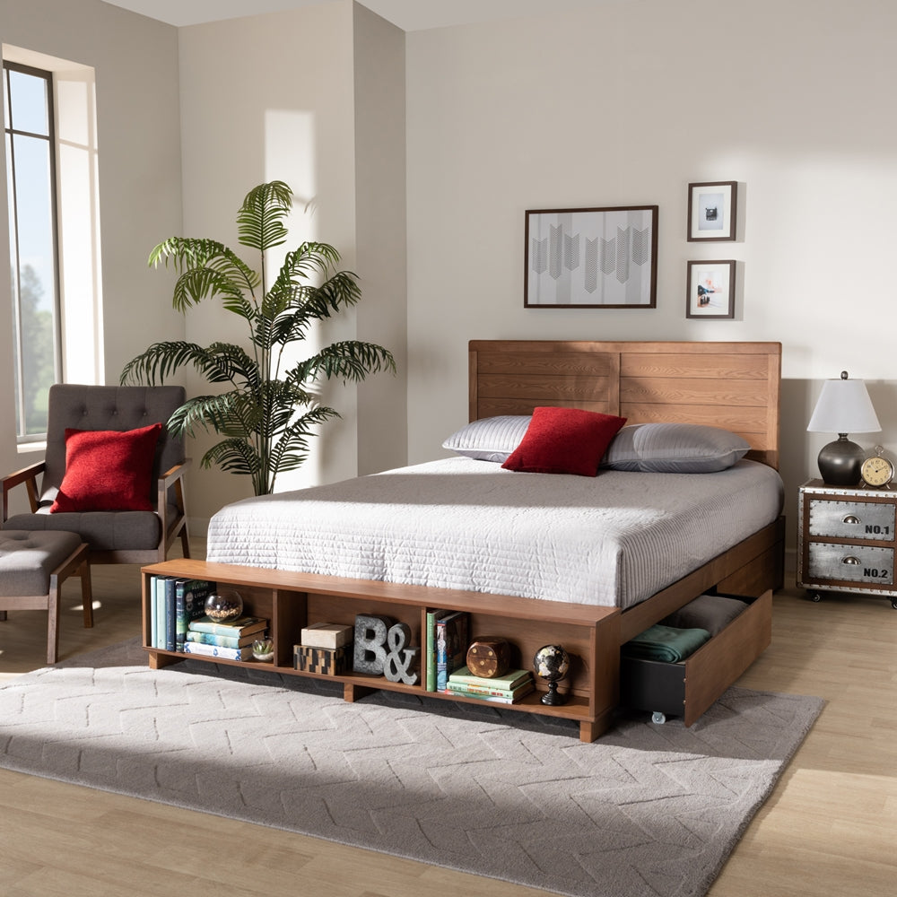 Baxton Studio - Alba Queen Size Bed in Ash Walnut - Alba-Ash Walnut-Queen view 11