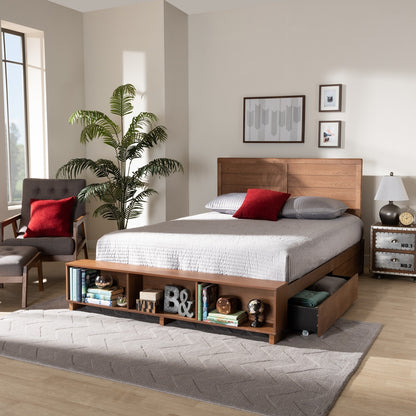 Baxton Studio - Alba Queen Size Bed in Ash Walnut - Alba-Ash Walnut-Queen view 11