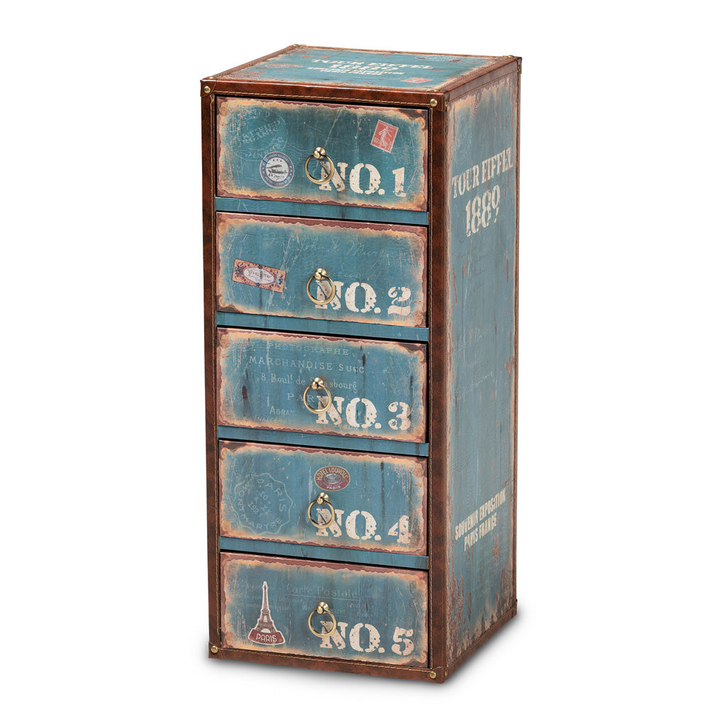 Baxton Studio - Alba Storage Cabinet in Blue - SJ14502-Blue-5DW-Cabinet view 1