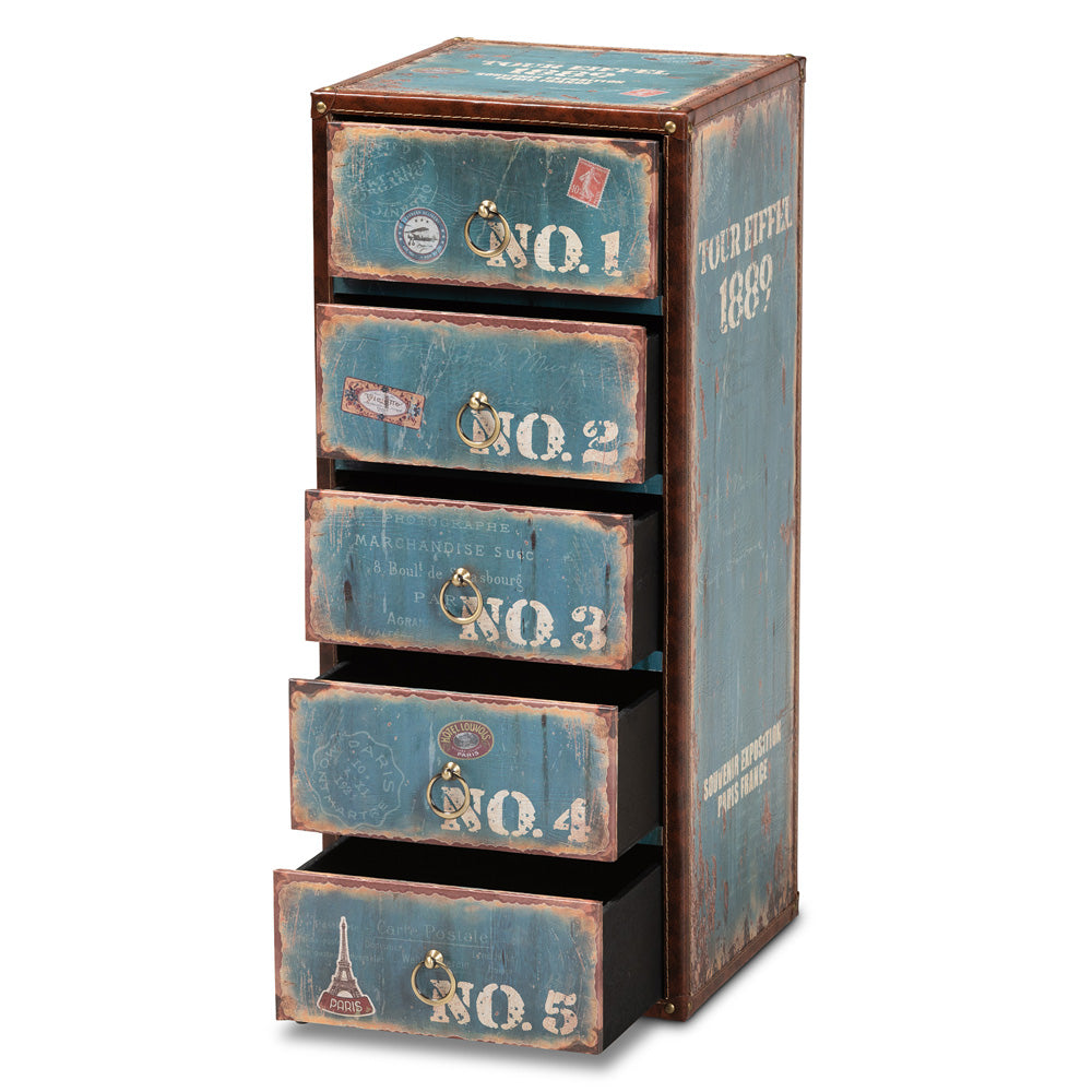 Baxton Studio - Alba Storage Cabinet in Blue - SJ14502-Blue-5DW-Cabinet view 2