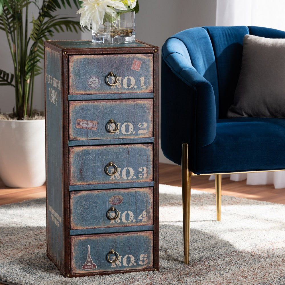 Baxton Studio - Alba Storage Cabinet in Blue - SJ14502-Blue-5DW-Cabinet view 7