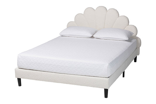 Baxton Studio - Albion Queen Size Bed - BBT61320-Cream Boucle-Queen view 1