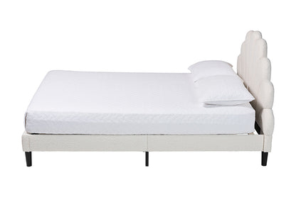 Baxton Studio - Albion Queen Size Bed - BBT61320-Cream Boucle-Queen view 2