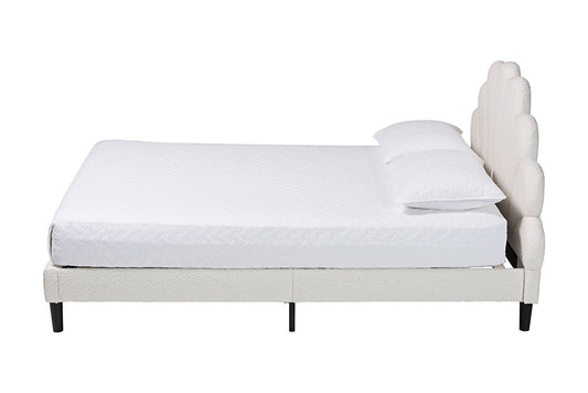 Baxton Studio - Albion Queen Size Bed - BBT61320-Cream Boucle-Queen view 2