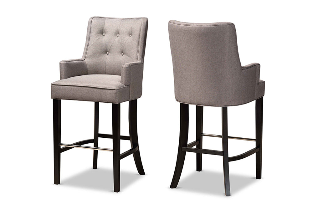 Baxton Studio - Aldon Barstool Set of 2 - BBT5407B-Grey/Wenge-BS view 1